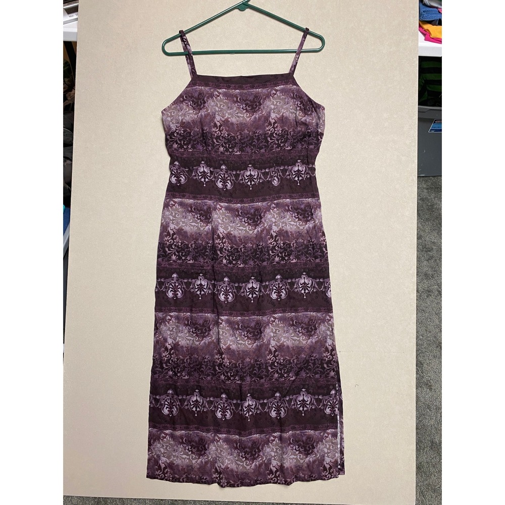 Vintage All That Jazz Purple Damask Scroll Spaghetti Strap Midi Dress 11/12